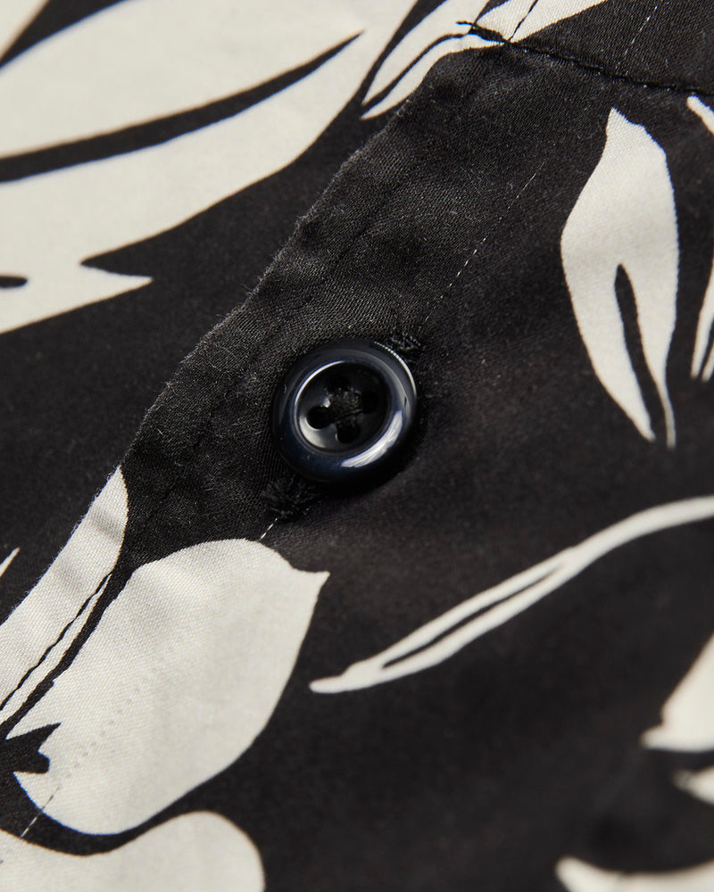Camp Shirt in Black Natural Tencel Floral Print