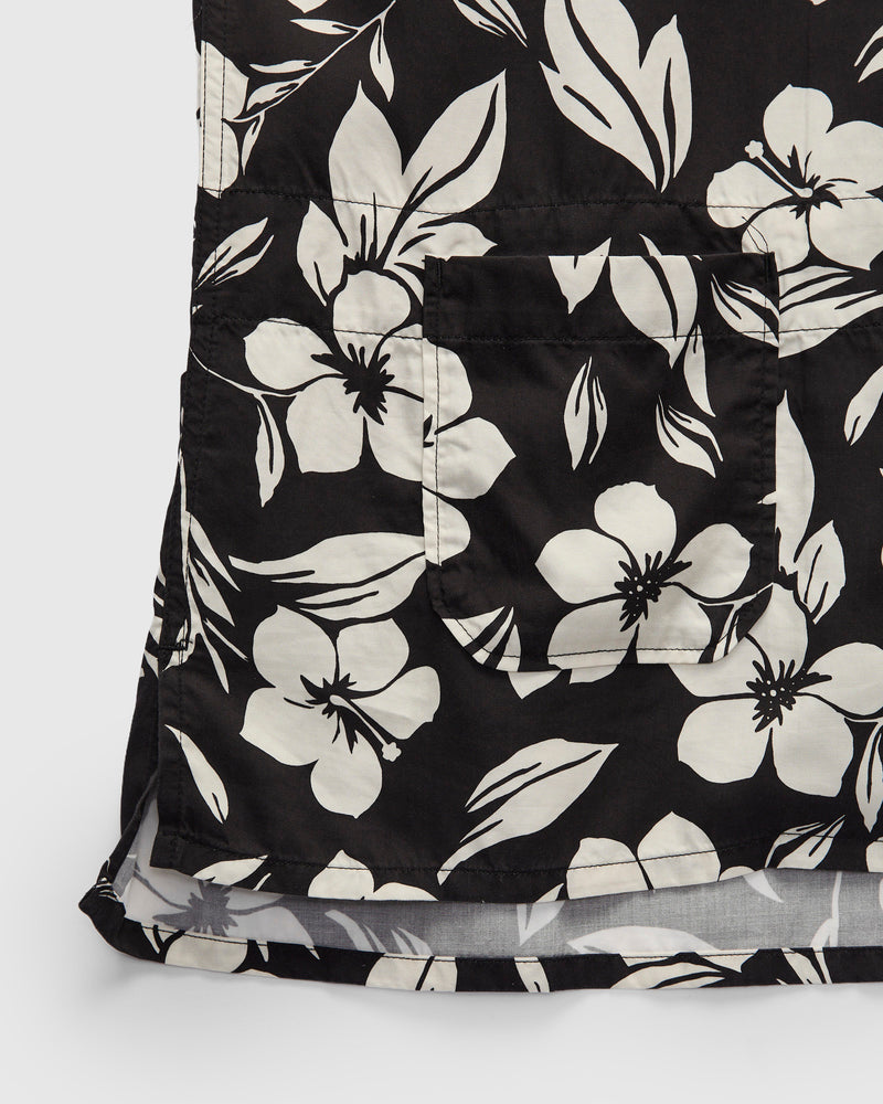Camp Shirt in Black Natural Tencel Floral Print