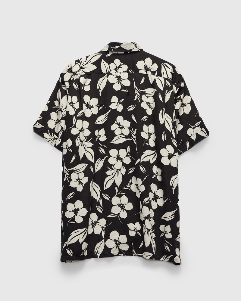 Camp Shirt in Black Natural Tencel Floral Print