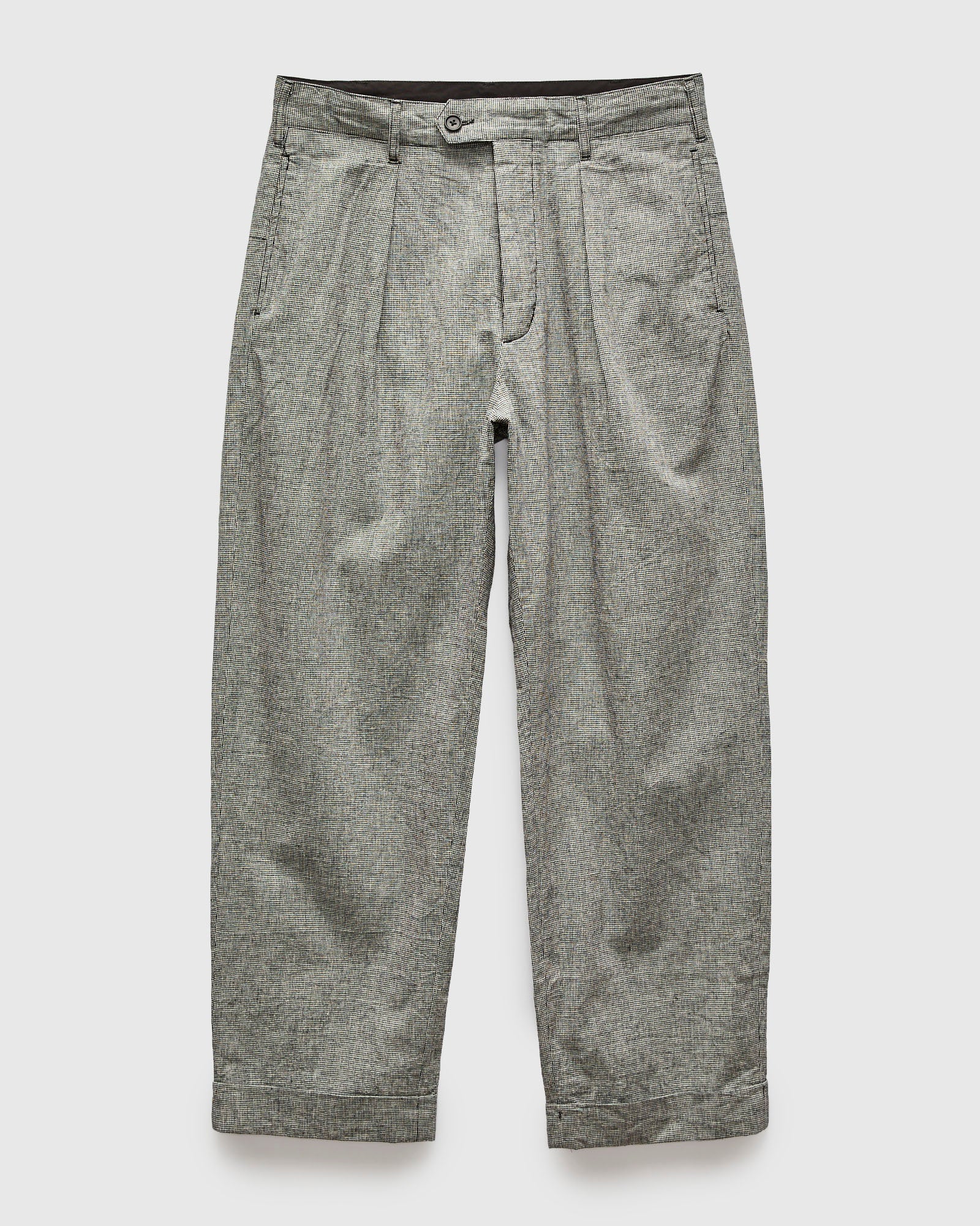 ENGINEERED GARMENTS Carlyle Pant Sサイズ Carlyle Pant in Black Grey Cotton Linen Houndstooth – Blue Owl