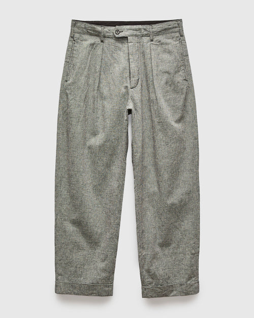 Carlyle Pant in Black Grey Cotton Linen Houndstooth