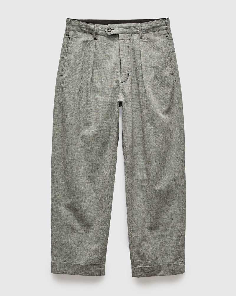 Carlyle Pant in Black Grey Cotton Linen Houndstooth