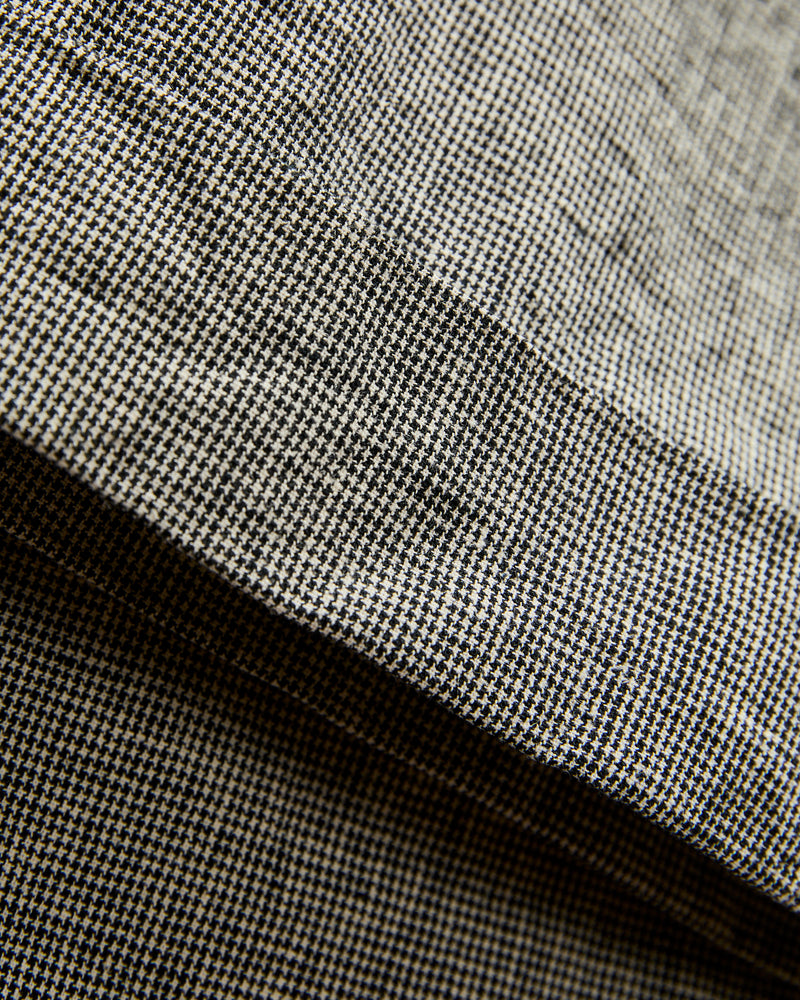 Carlyle Pant in Black Grey Cotton Linen Houndstooth