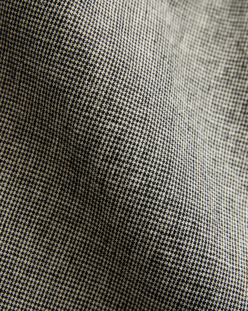 Carlyle Pant in Black Grey Cotton Linen Houndstooth