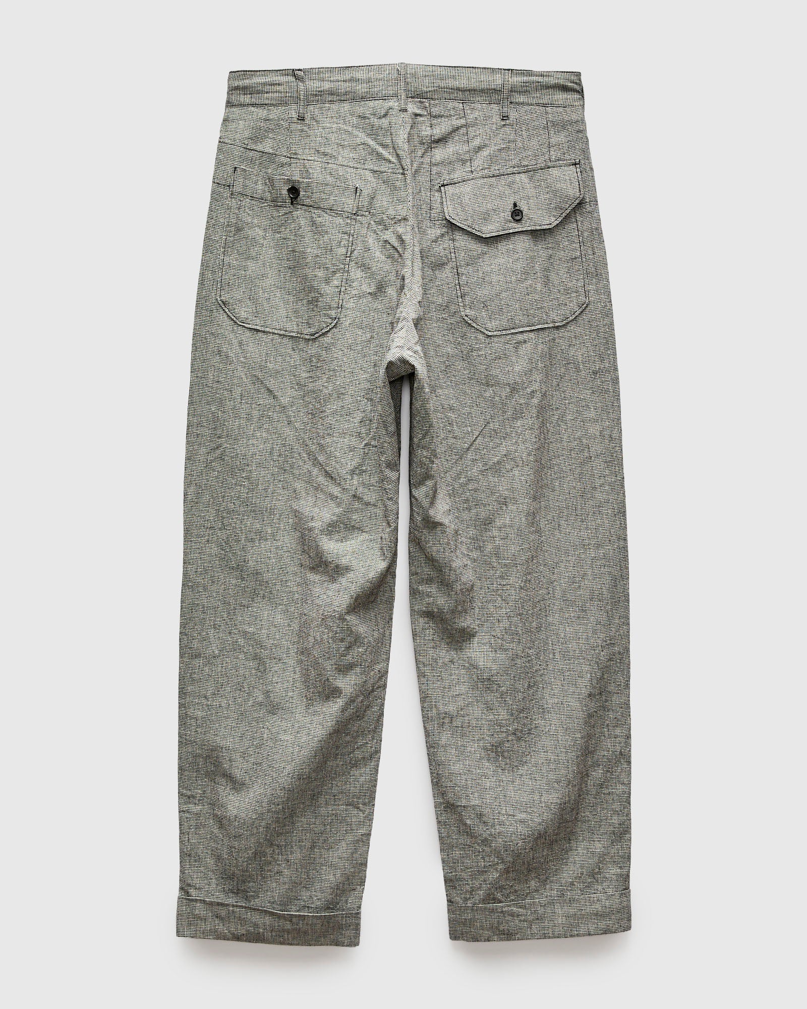 Carlyle Pant in Black Grey Cotton Linen Houndstooth – Blue Owl