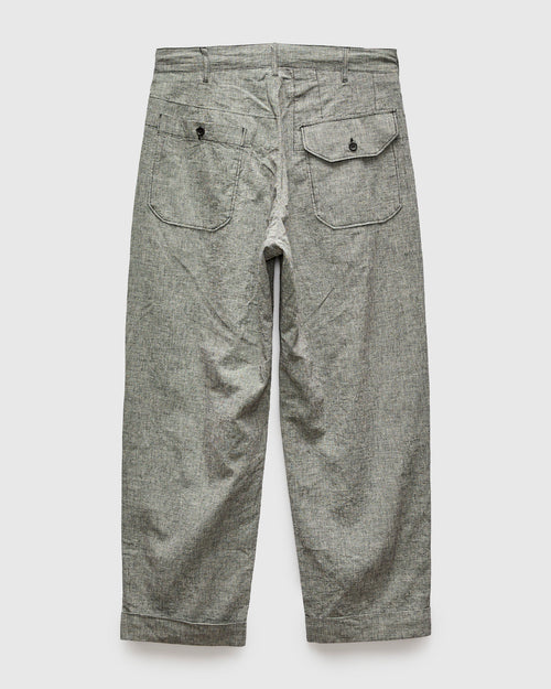 Carlyle Pant in Black Grey Cotton Linen Houndstooth