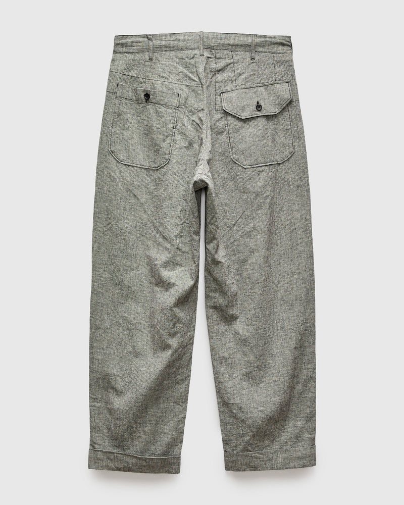 Carlyle Pant in Black Grey Cotton Linen Houndstooth