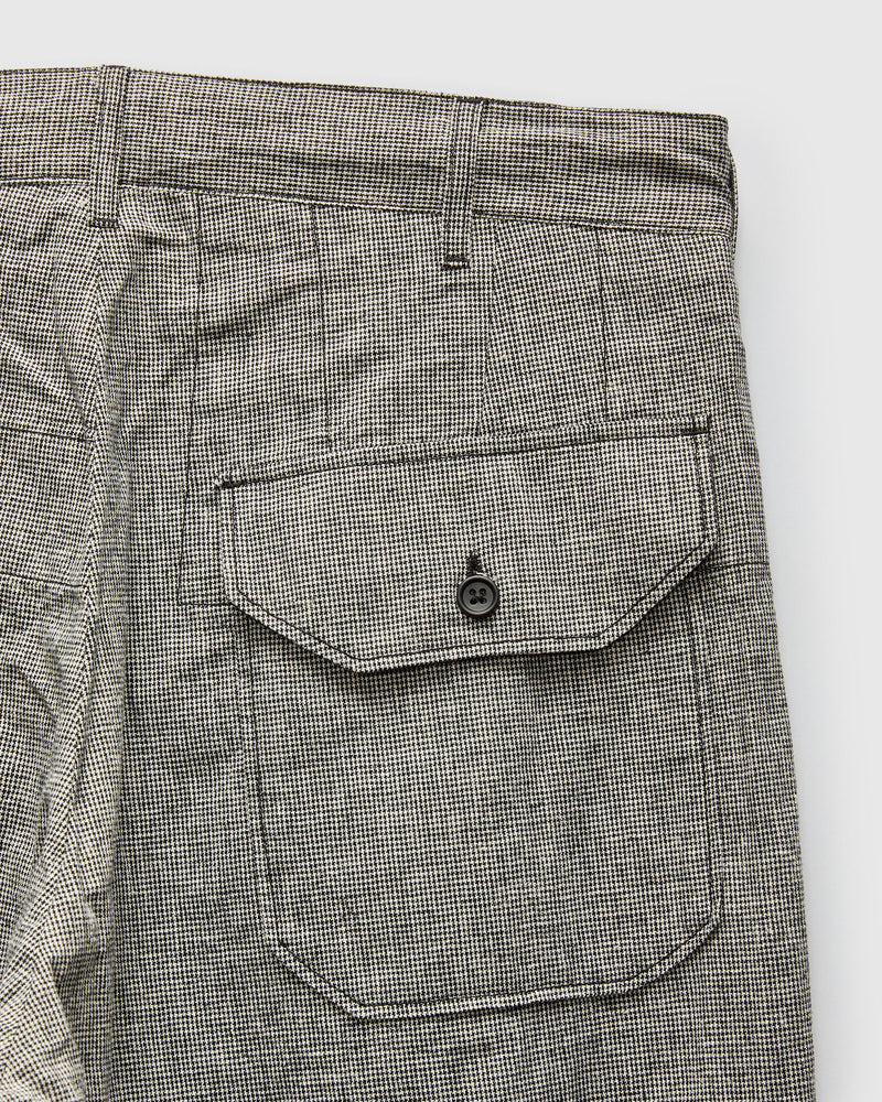 Carlyle Pant in Black Grey Cotton Linen Houndstooth