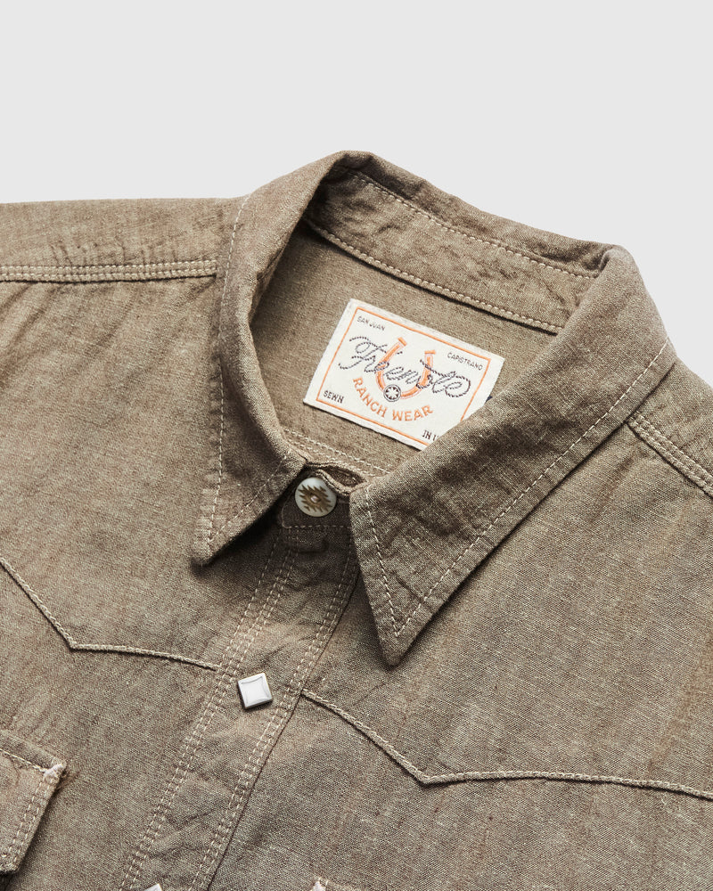 Calico Western Shirt in Dusty Brown