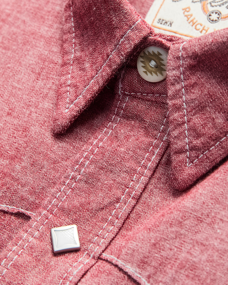 Calico Western Shirt in Dusty Red