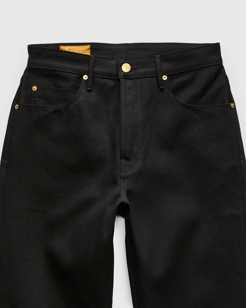 "Black Modesto" 15.75oz Double Black Selvedge Denim - Wide Straight Fit