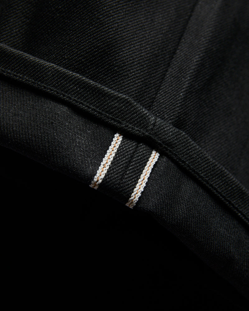 "Black Modesto" 15.75oz Double Black Selvedge Denim - Wide Straight Fit