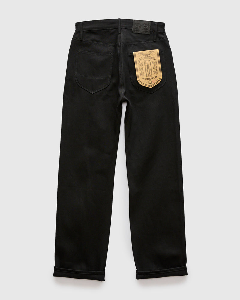"Black Modesto" 15.75oz Double Black Selvedge Denim - Wide Straight Fit