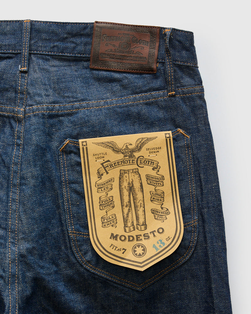 "Natural Rinsed Modesto" 13oz Selvedge Denim - Straight Fit