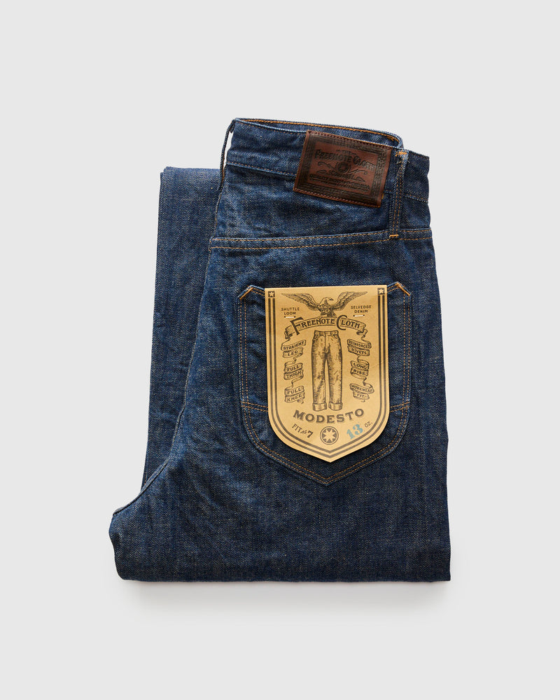 "Natural Rinsed Modesto" 13oz Selvedge Denim - Straight Fit