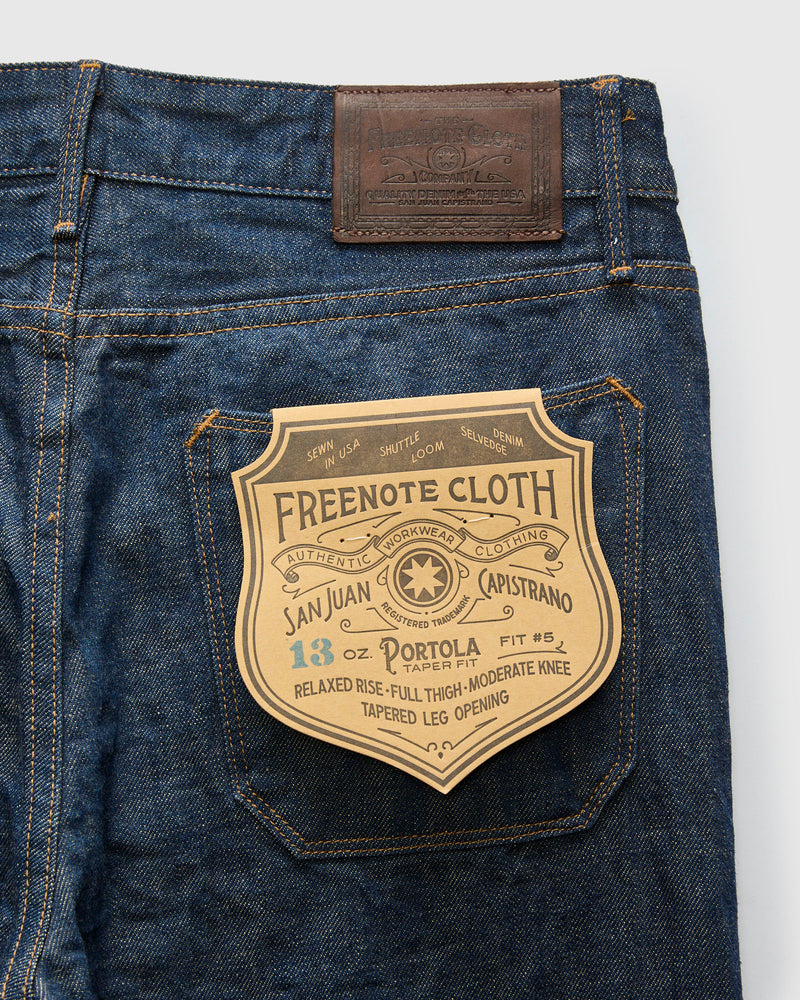 "Natural Rinsed Portola" 13oz Selvedge Denim - Tapered Fit