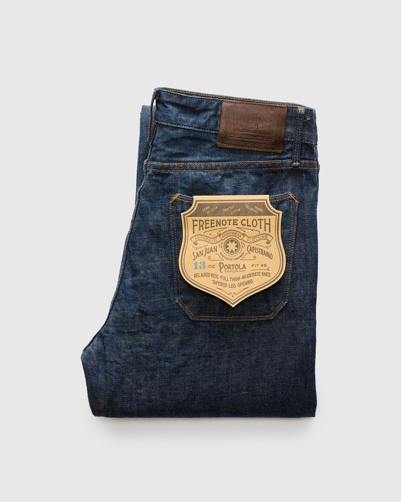 "Natural Rinsed Portola" 13oz Selvedge Denim - Tapered Fit