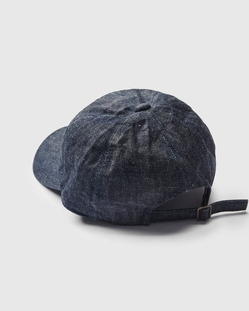 Chain Embroidery Denim Cap in Indigo Blue