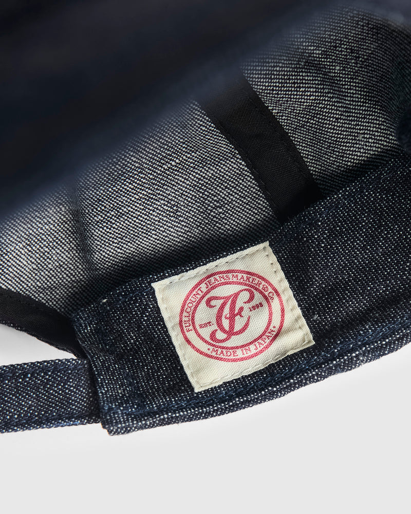 Chain Embroidery Denim Cap in Indigo Blue