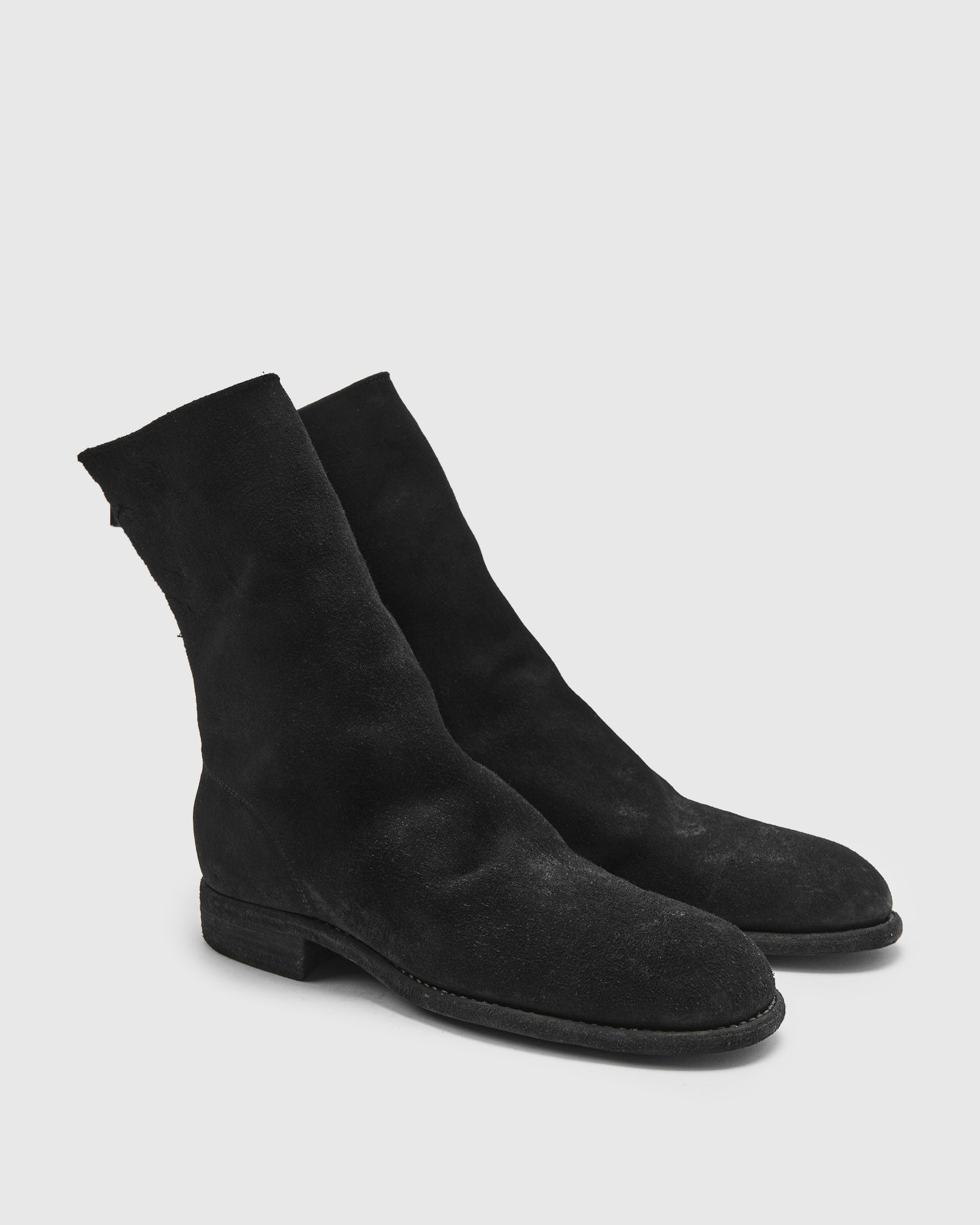 988 Back Zip Boot in Black Reverse Horse Leather – Blue Owl Workshop