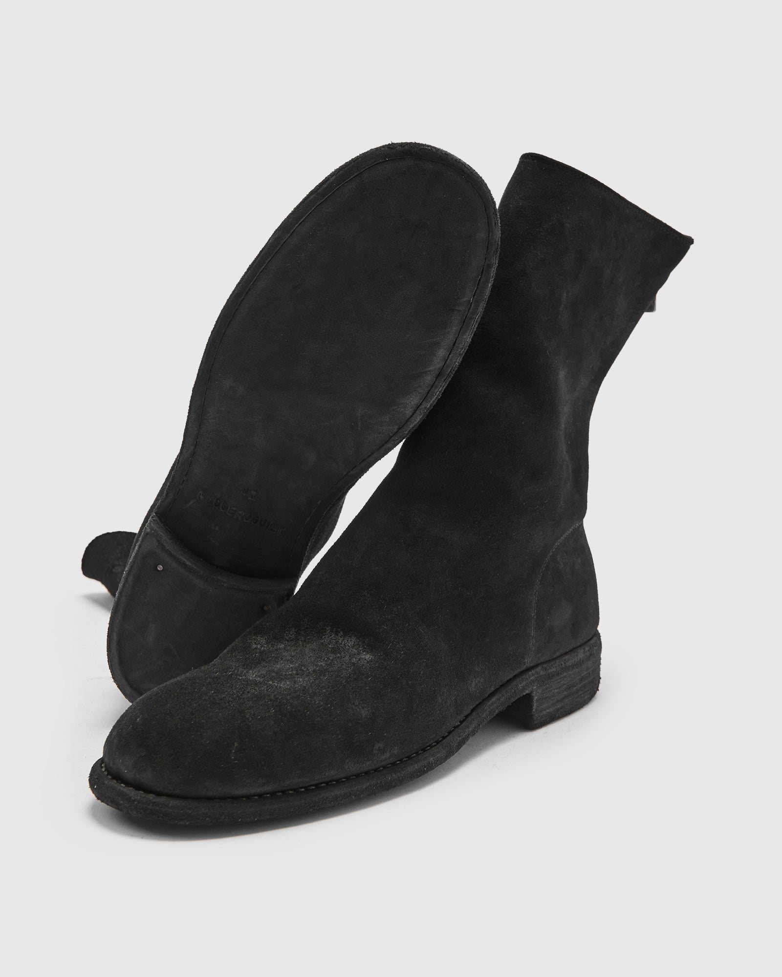 988 Back Zip Boot in Black Reverse Horse Leather – Blue Owl Workshop