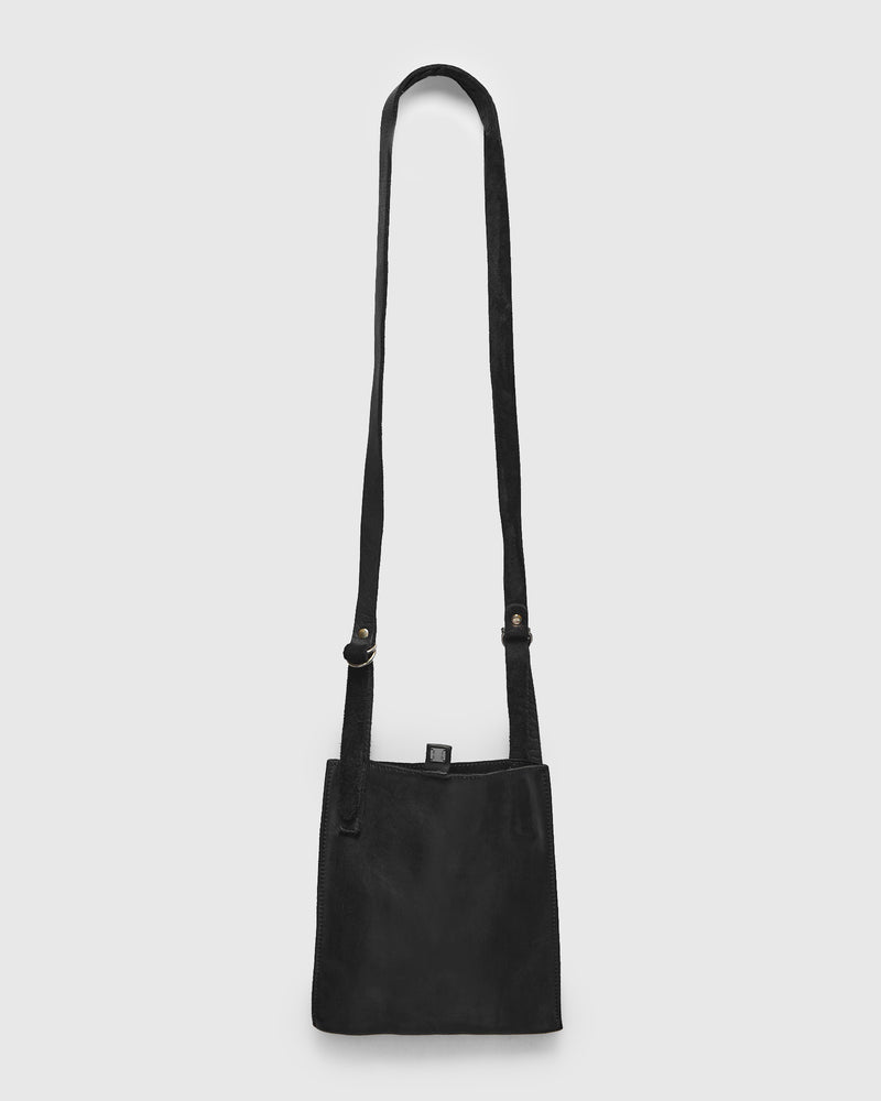FT2 Flat Crossbody Bag in Black Full Grain Horse Leather