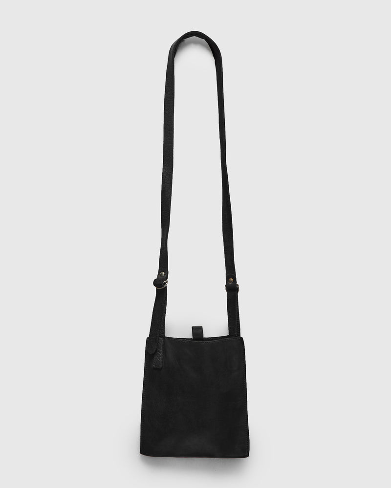 FT2 Flat Crossbody Bag in Black Full Grain Horse Leather