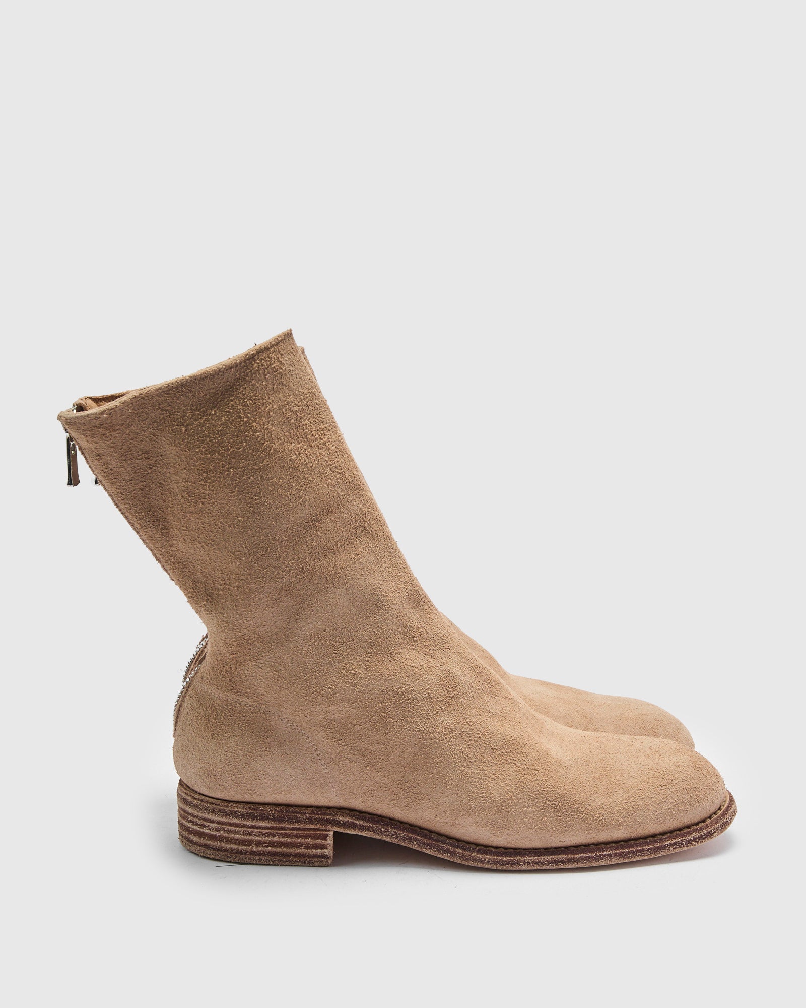 988 Back Zip Boot in Sand Beige Reverse Horse Leather – Blue Owl
