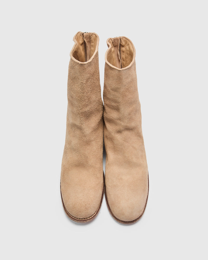 988 Back Zip Boot in Sand Beige Reverse Horse Leather