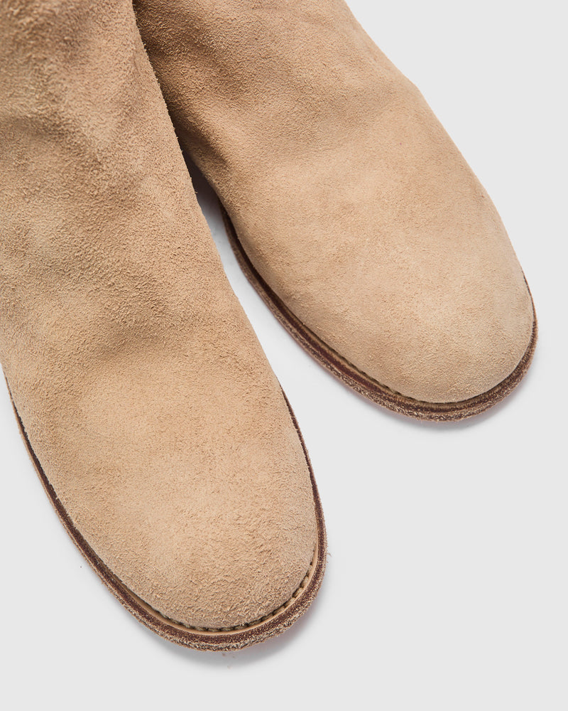 988 Back Zip Boot in Sand Beige Reverse Horse Leather