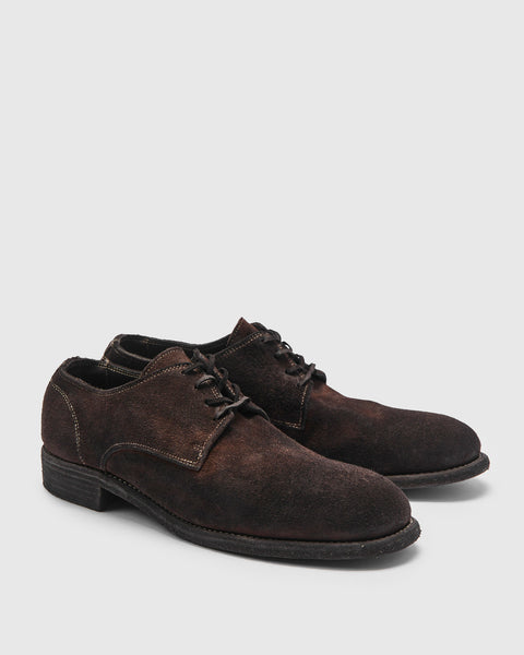992 Classic Derby in Dark Brown Reverse Horse Leather – Blue Owl