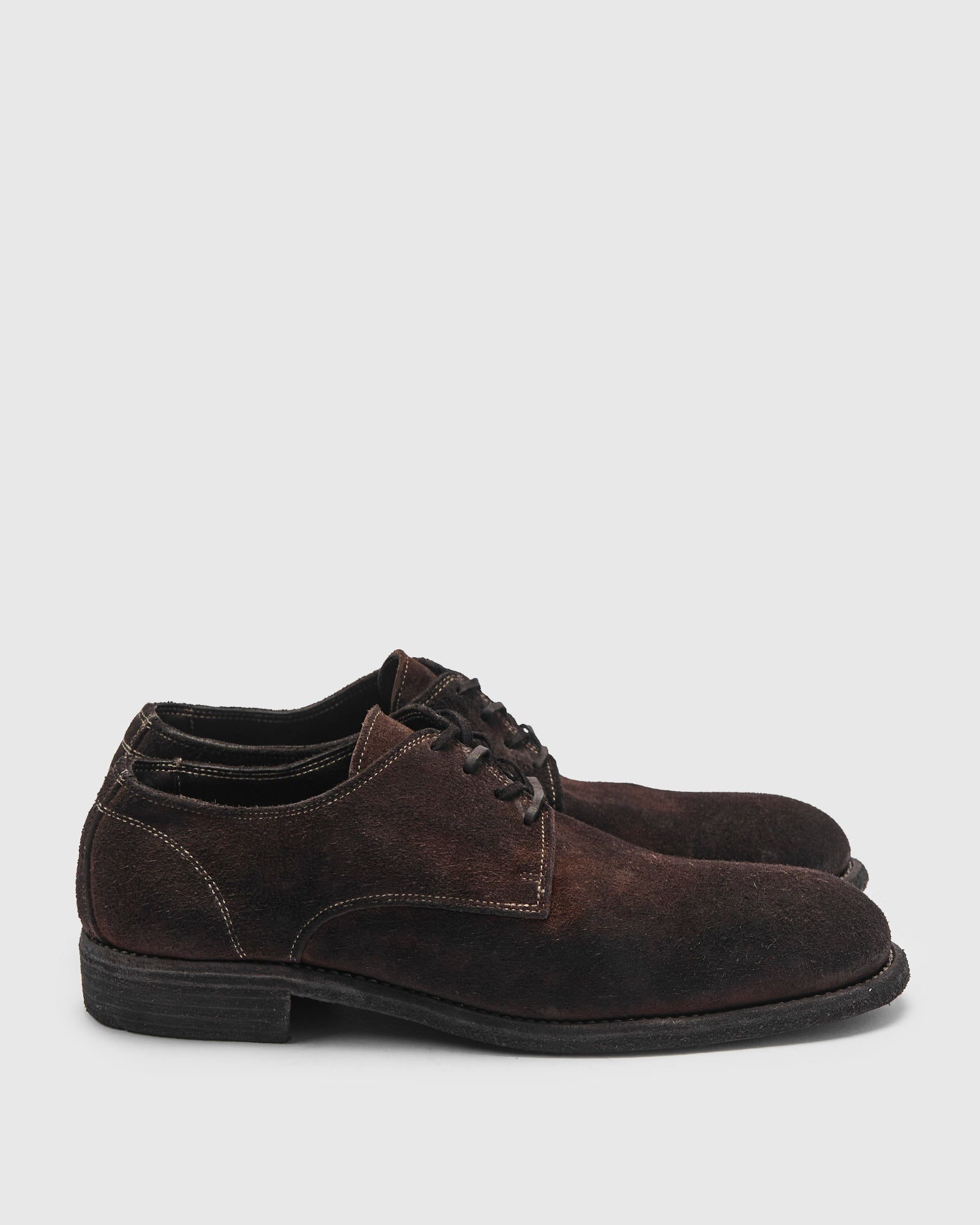 靴 GUIDI CALF 992 DERBY SHOES/42 992 Classic Derby in Dark Brown Reverse Horse Leather – Blue Owl