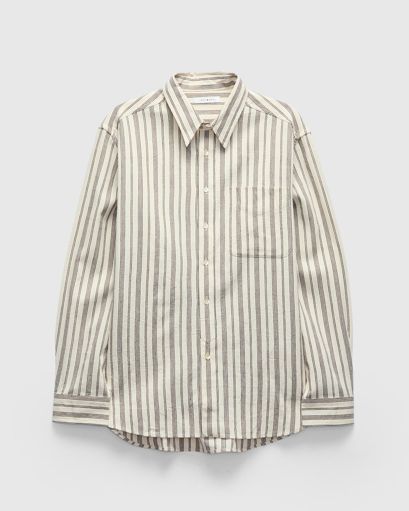 Handwoven Brook Shirt in Natural Plum Stripe