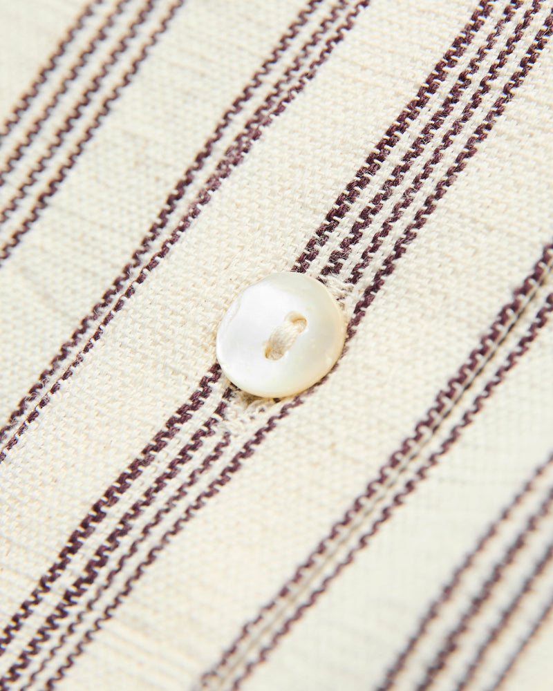 Handwoven Brook Shirt in Natural Plum Stripe