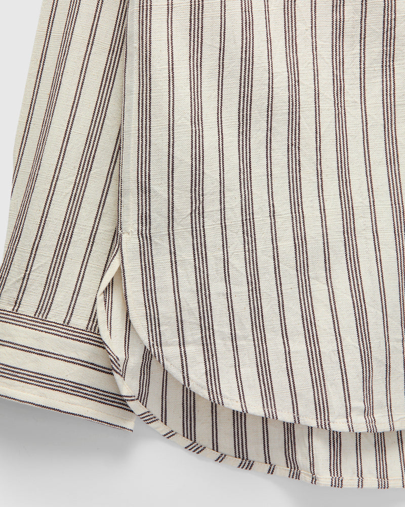 Handwoven Brook Shirt in Natural Plum Stripe