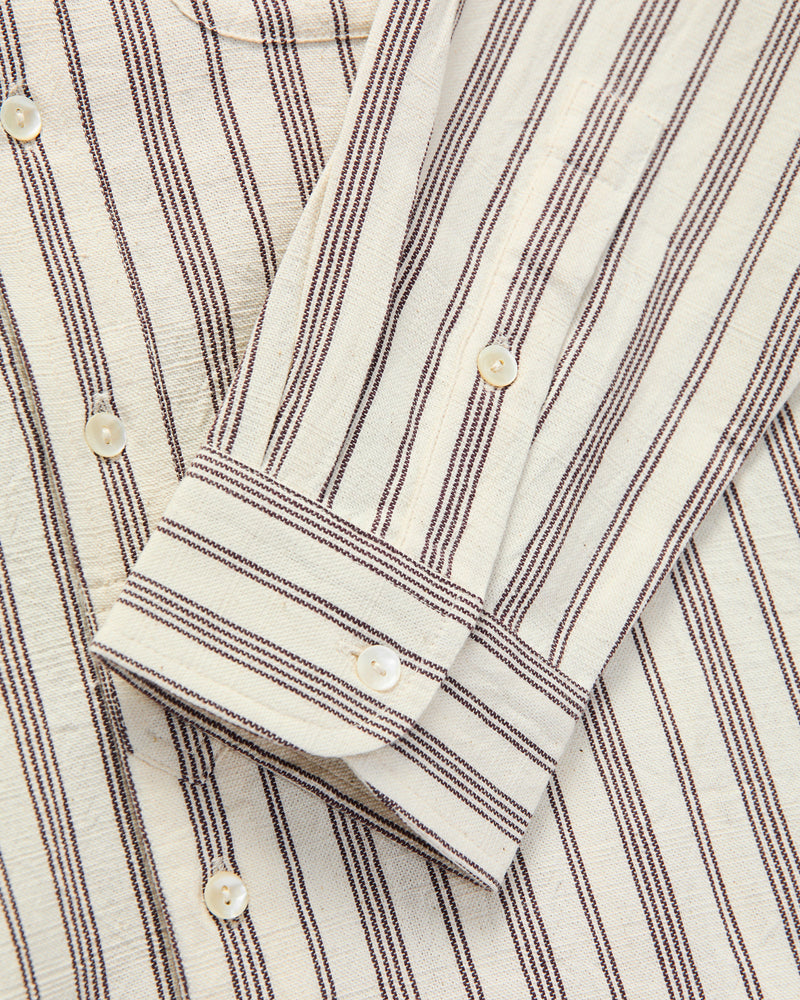 Handwoven Brook Shirt in Natural Plum Stripe