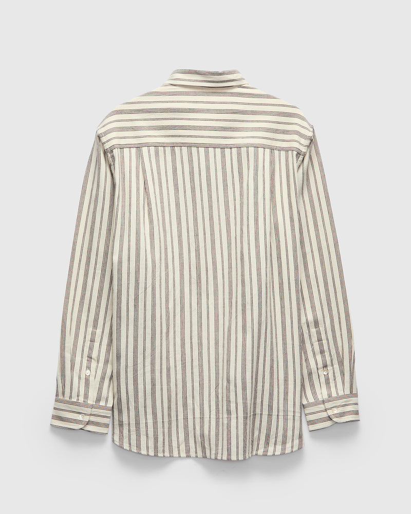 Handwoven Brook Shirt in Natural Plum Stripe