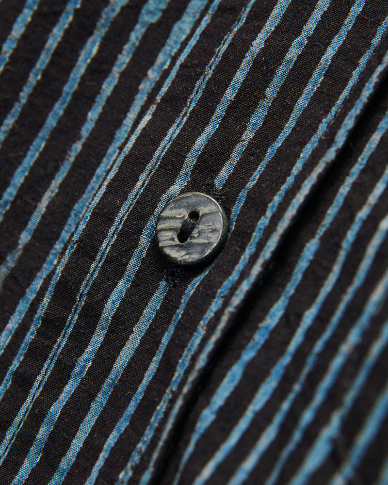 Matty Shirt in Indigo Iron Block Print Stripe