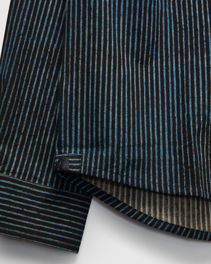 Matty Shirt in Indigo Iron Block Print Stripe