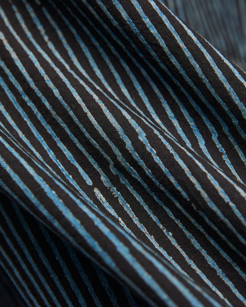 Matty Shirt in Indigo Iron Block Print Stripe