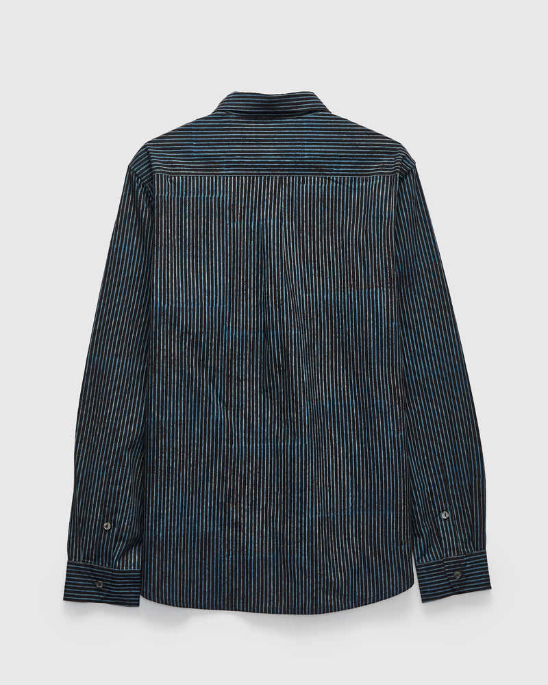Matty Shirt in Indigo Iron Block Print Stripe