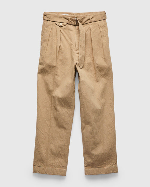 Linen Denim Belted Riviera Pants in Beige