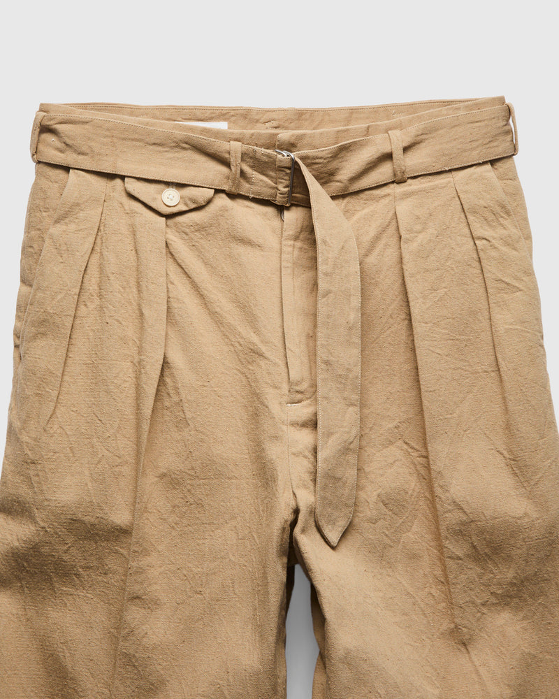 Linen Denim Belted Riviera Pants in Beige