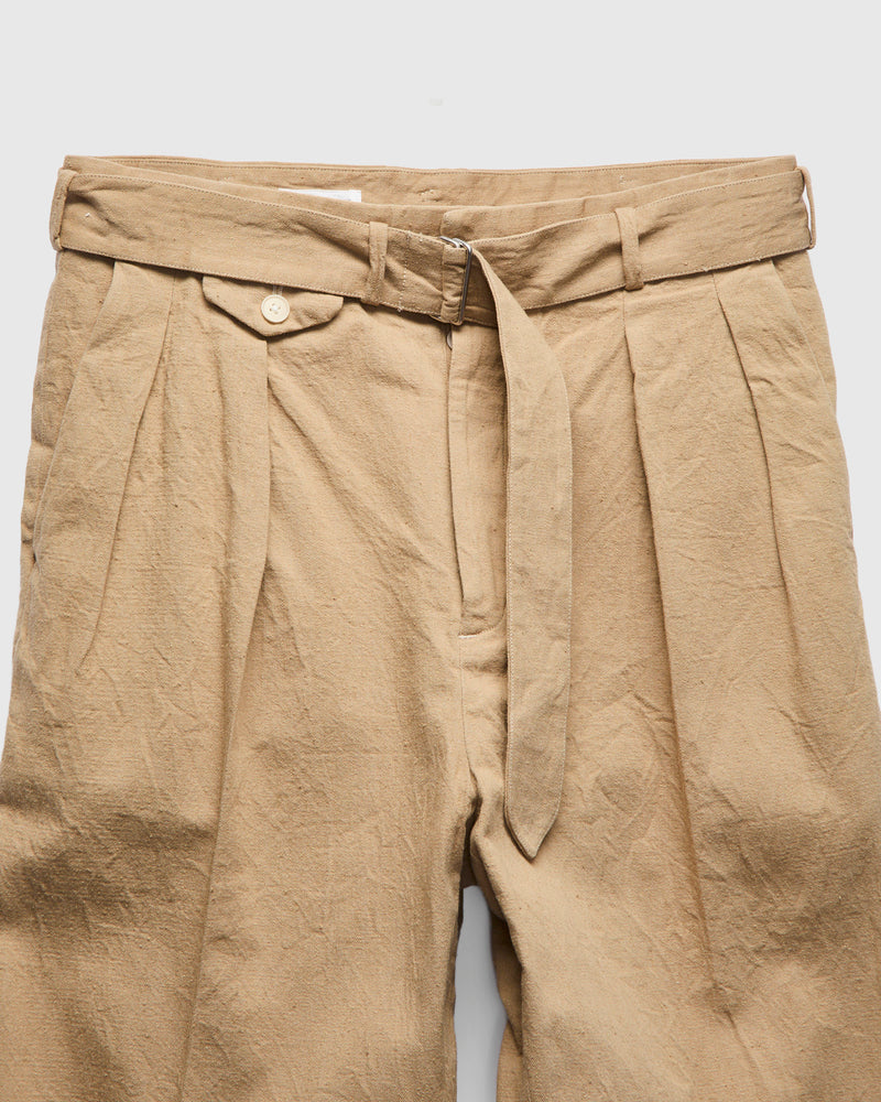 Linen Denim Belted Riviera Pants in Beige