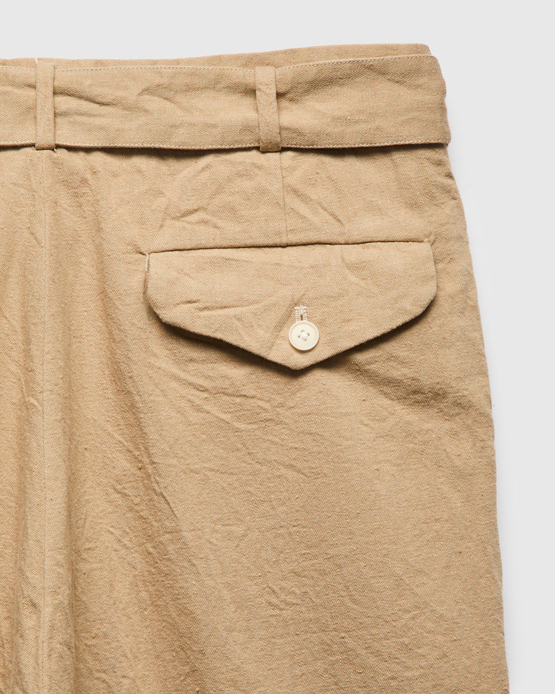 Linen Denim Belted Riviera Pants in Beige