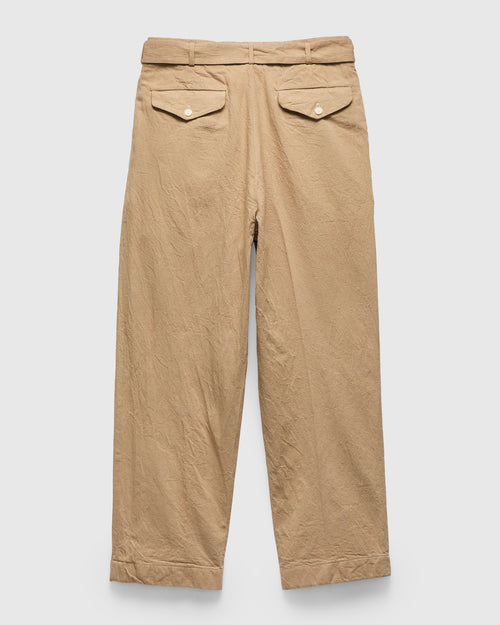 Linen Denim Belted Riviera Pants in Beige