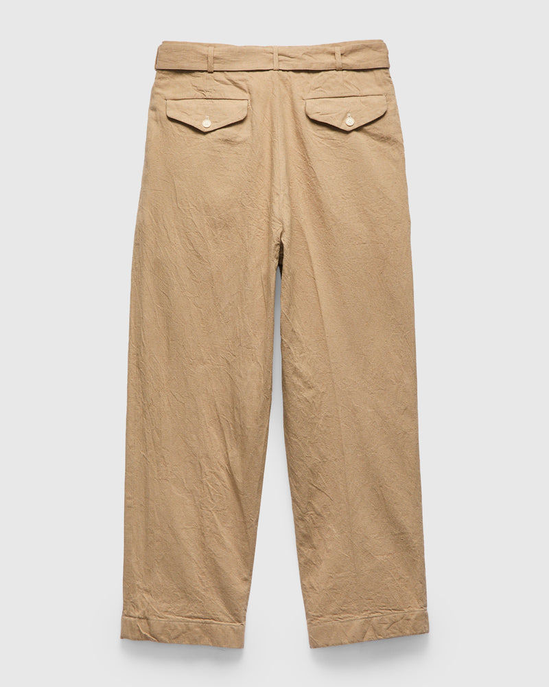Linen Denim Belted Riviera Pants in Beige