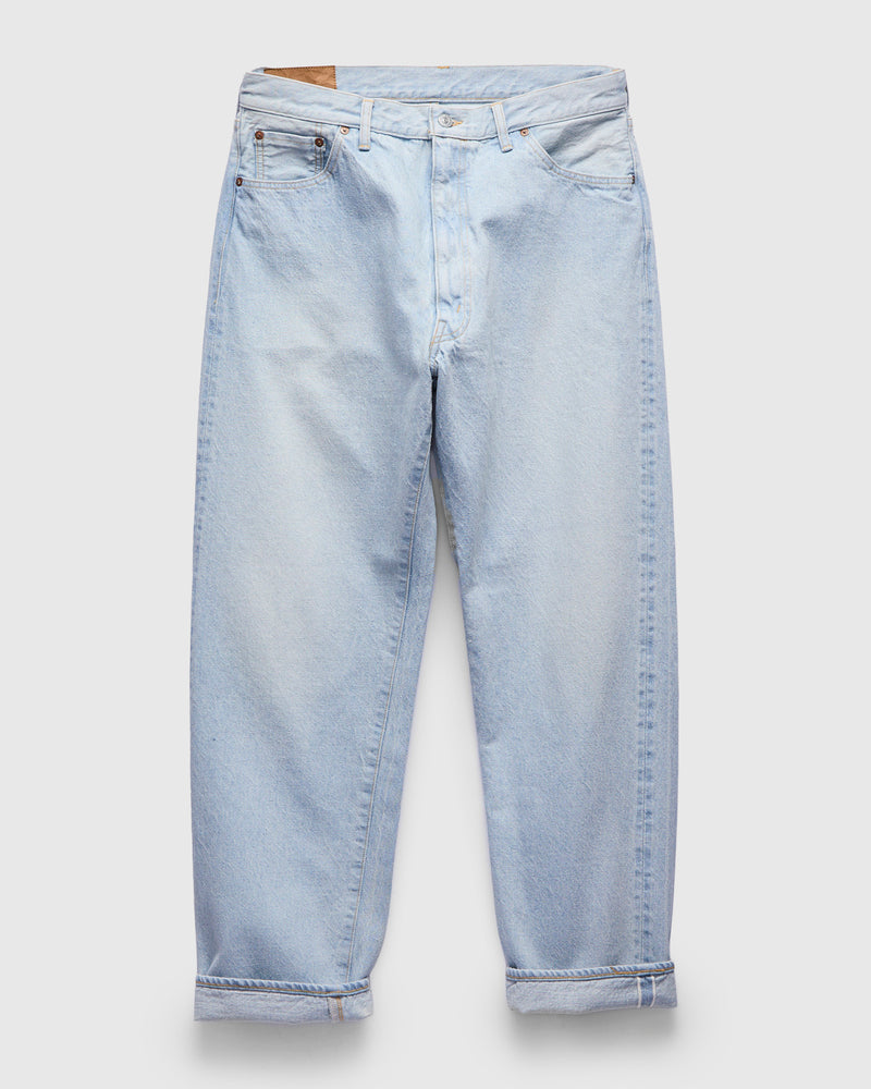 5P Zipper Front Denim Pants in Indigo Ice Wash