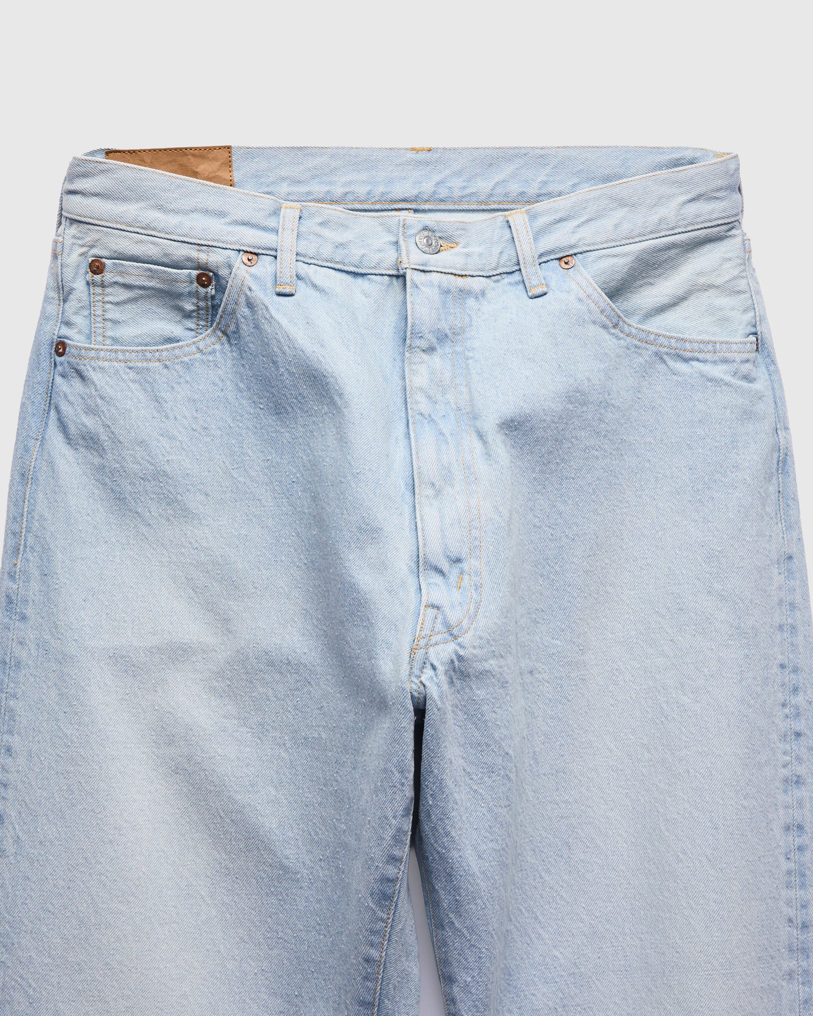 5P Zipper Front Denim Pants in Indigo Ice Wash – Blue Owl Workshop