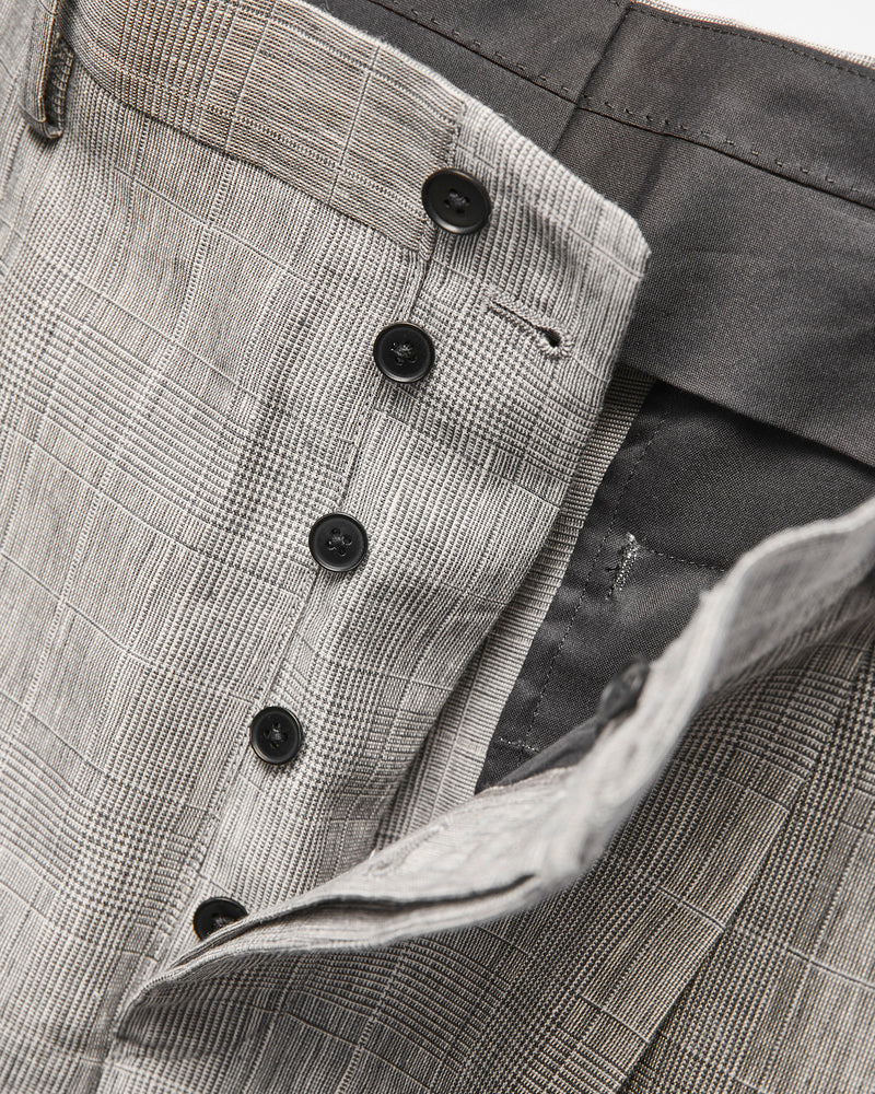 Linen Mohair Shoecut Slacks in Glen Plaid